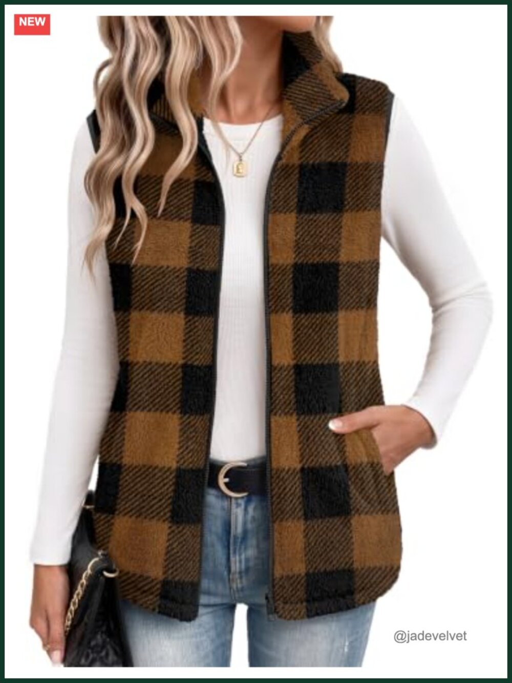 Women's Sleeveless Sherpa Fleece Zip Up Vest with Pockets